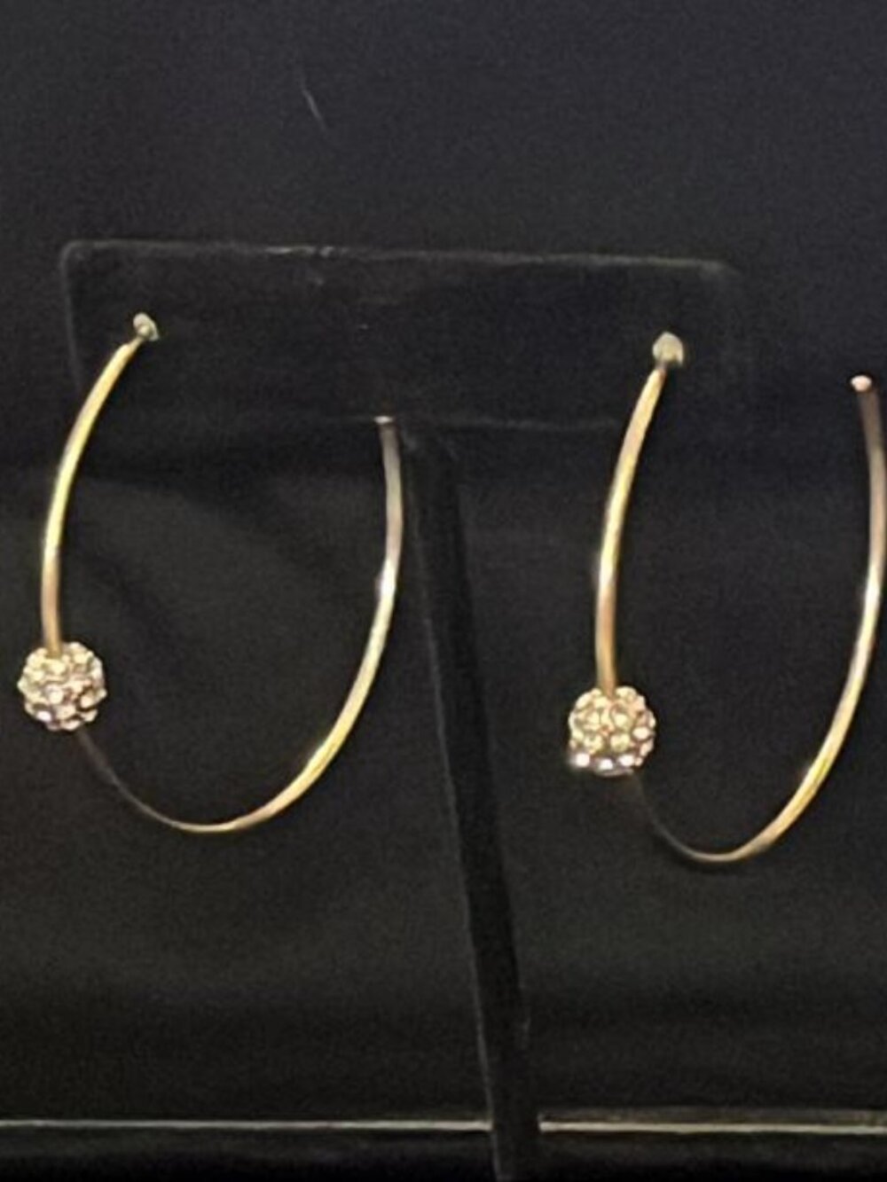 Gold Tone Hoop with Embellished Sphere Earrings
